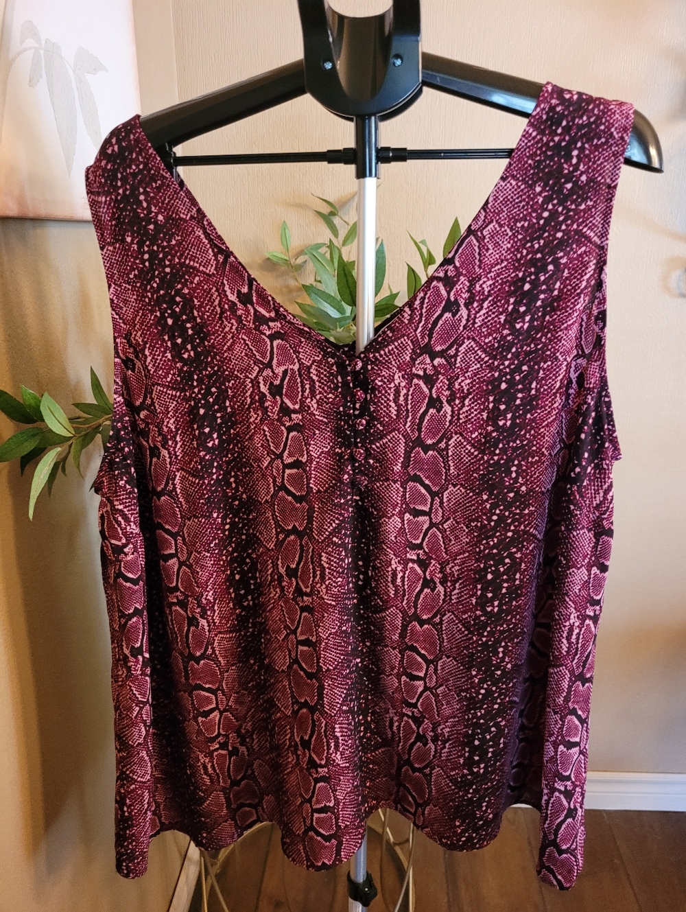Addition Elle Plus Sleeveless V-Neck Snake Print Top